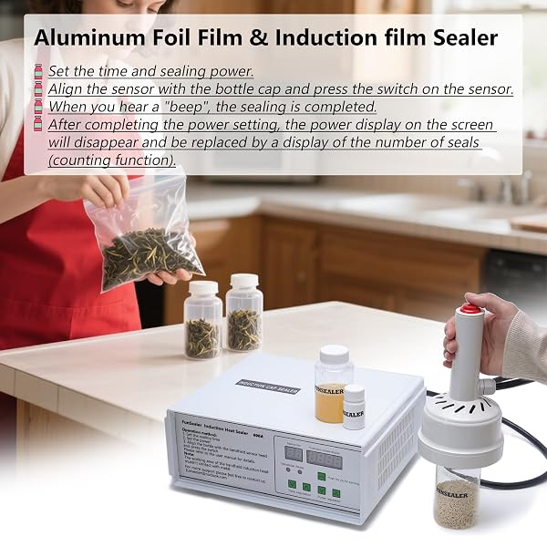 FUNSEALER INDUCTION HEAT SEALER, BOTTLE CAP SEALING MACHINE FOR PLASTIC GLASS BOTTLE CAP 110V