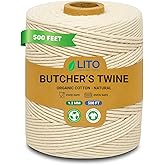 Organic Butcher’s Twine for Cooking & Trussing – 1.2mm Heavy-Duty Natural Cotton Kitchen Twine 500 Feet – Food-Safe, Oven-Saf