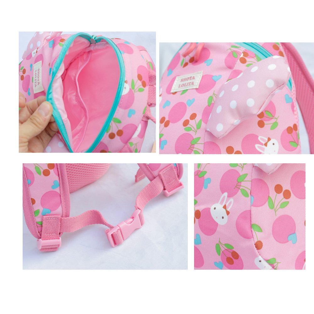 Kids Baby Backpack Anti-lost Travel Shoulder Bag with Safety Leash for Girls Pink
