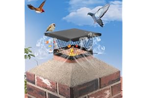QNEMAEI Chimney Cap Stainless Steel(13" x 18")，Single Bolt Chimney Fireplace Cover，Chimney Flue Cover to Fit On Existing Flue Tiles，With Netting and Cover Panels for Protection from Birds, Debris, Rain