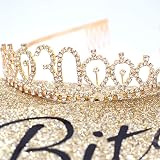 NC Leixi 30 & Fabulous Sash Rhinestone Tiara Set Gold XL 30th Birthday Gifts view 3