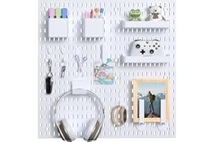 WARM EF White Pegboard Wall Organizer – Versatile Storage Solution for Gaming, Office, and Creative Space (White)