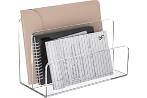 Sezanrpt Porte-documents en acrylique à 2 compartiments, organiseur de fichiers de bureau transparent, organisateur de dossie