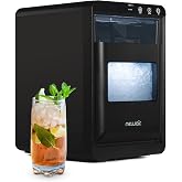 Nugget Ice Maker Countertop | 44 lbs/Day Pebble Ice Machine with Self-Cleaning | Soft Chewable Pebble &amp; Sonic-Style Ice | Black Stainless Steel