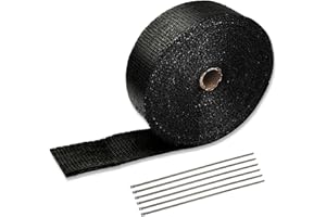 FGJQEFG Black 2" x 50' Exhaust Header Heat Wrap Roll with 10PCS Stainless Steel Locking Ties for Motorcycle Cars Heat Shield