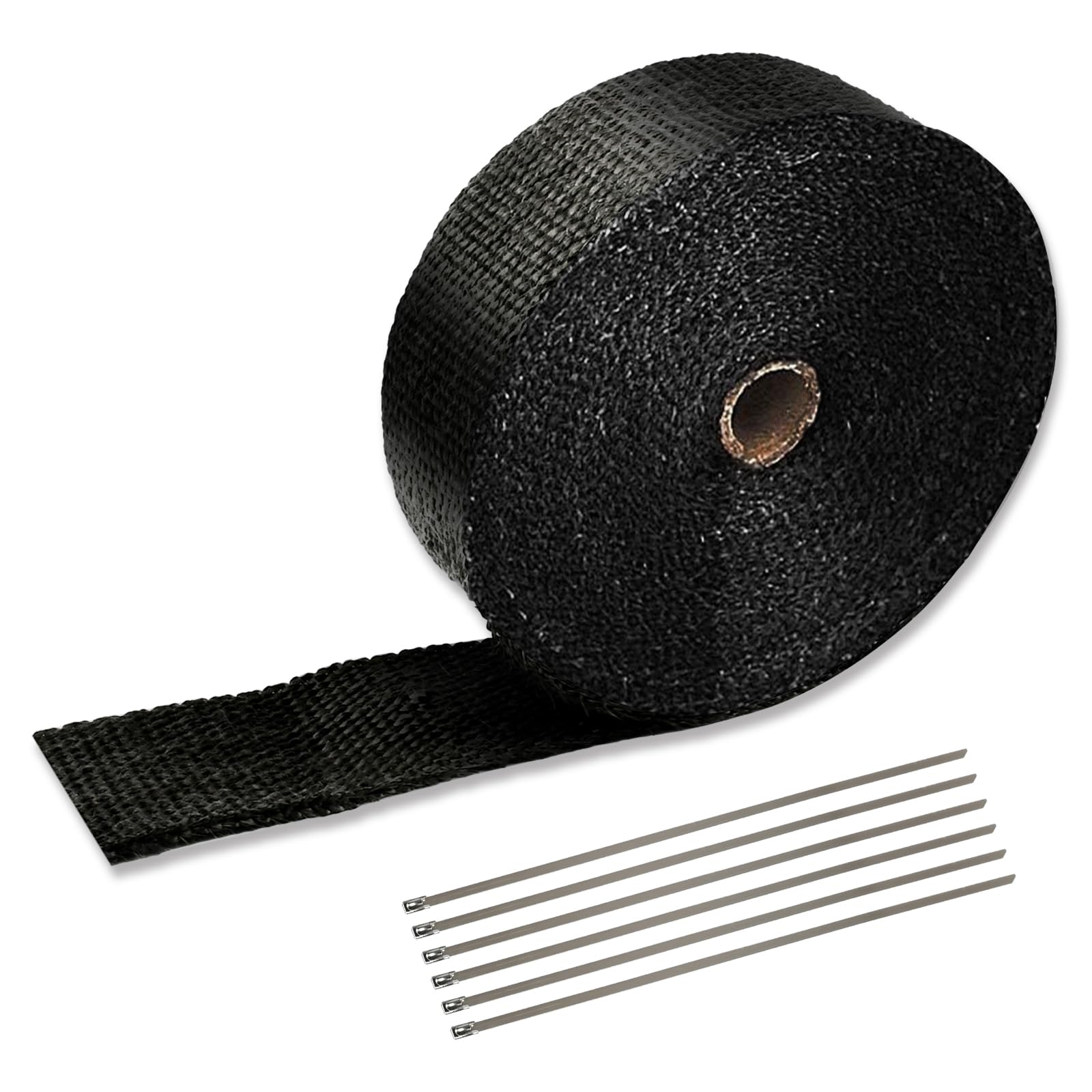 Photo 1 of FGJQEFG Black 2" x 50' Exhaust Header Heat Wrap Roll with 10PCS Stainless Steel Locking Ties for Motorcycle Cars Heat Shield