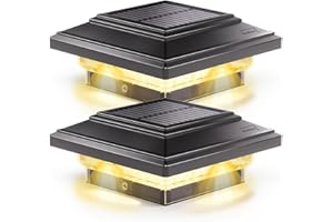 SIEDiNLAR 4x4 Solar Post Lights 50 Lumens 2 Modes, Post Caps Light Outdoor Waterproof for 4x4 Wooden Vinyl Posts, Fence Deck Garden Patio Decor, Warm/White Lighting (Black, 2 Pack)