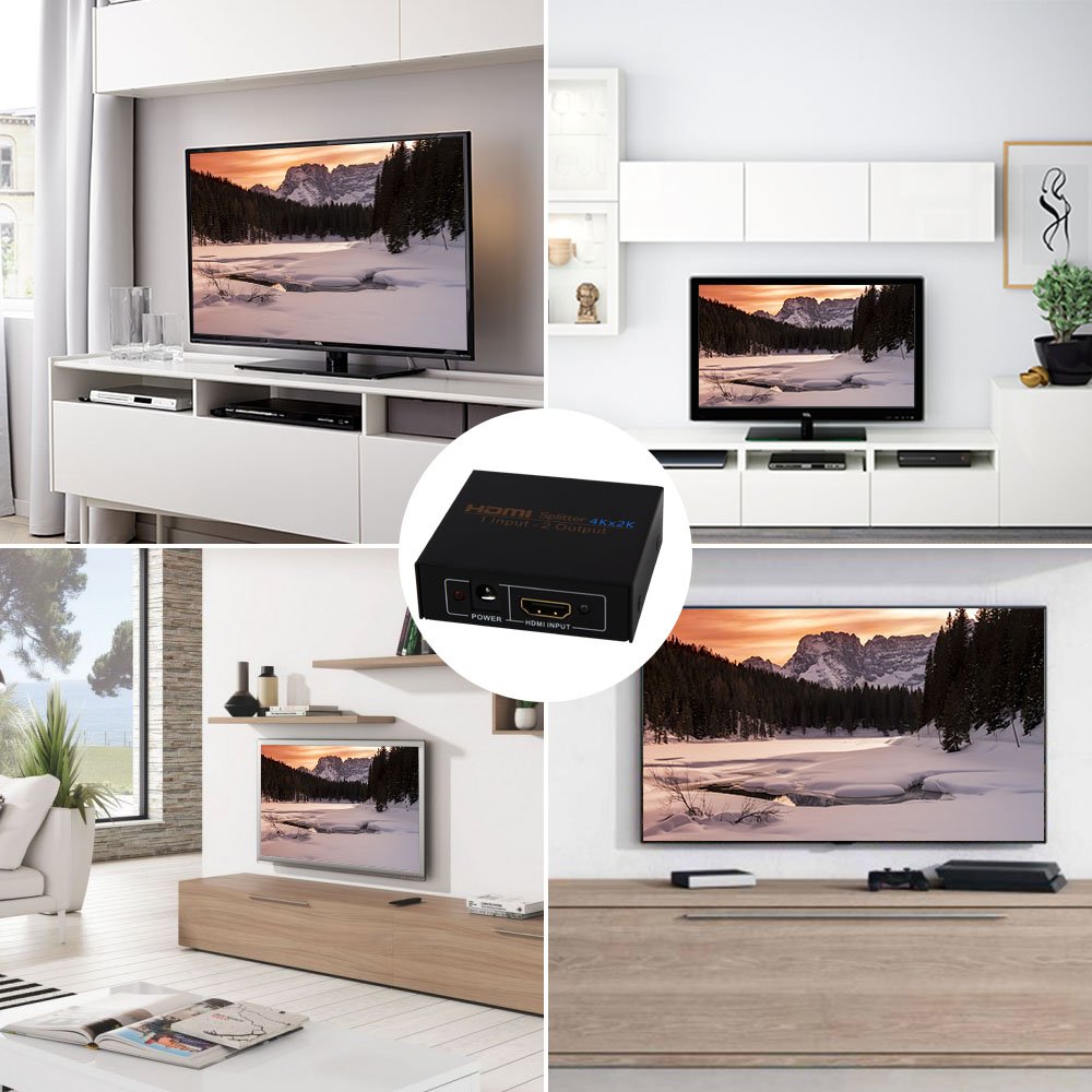 Splitter HDMI 4K, NIERBO HDMI Répartiteur 1x2 HDMI Splitter 1 Entrée 2 Sorties Repartiteur - 1 Source HDMI vers 2 ECRANS - Full HD 1080p 4K 30hz