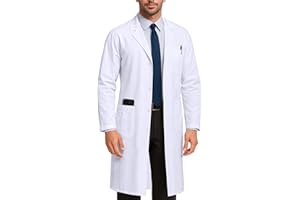 NY Threads Professional White Lab Coat for Men, Long Sleeve Medical Coat