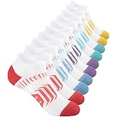 Comfoex 10 Pairs Girls Ankle Athletic Socks Cushioned Running Cotton Socks For 4-6 6-8 8-10 10-12 Years Old