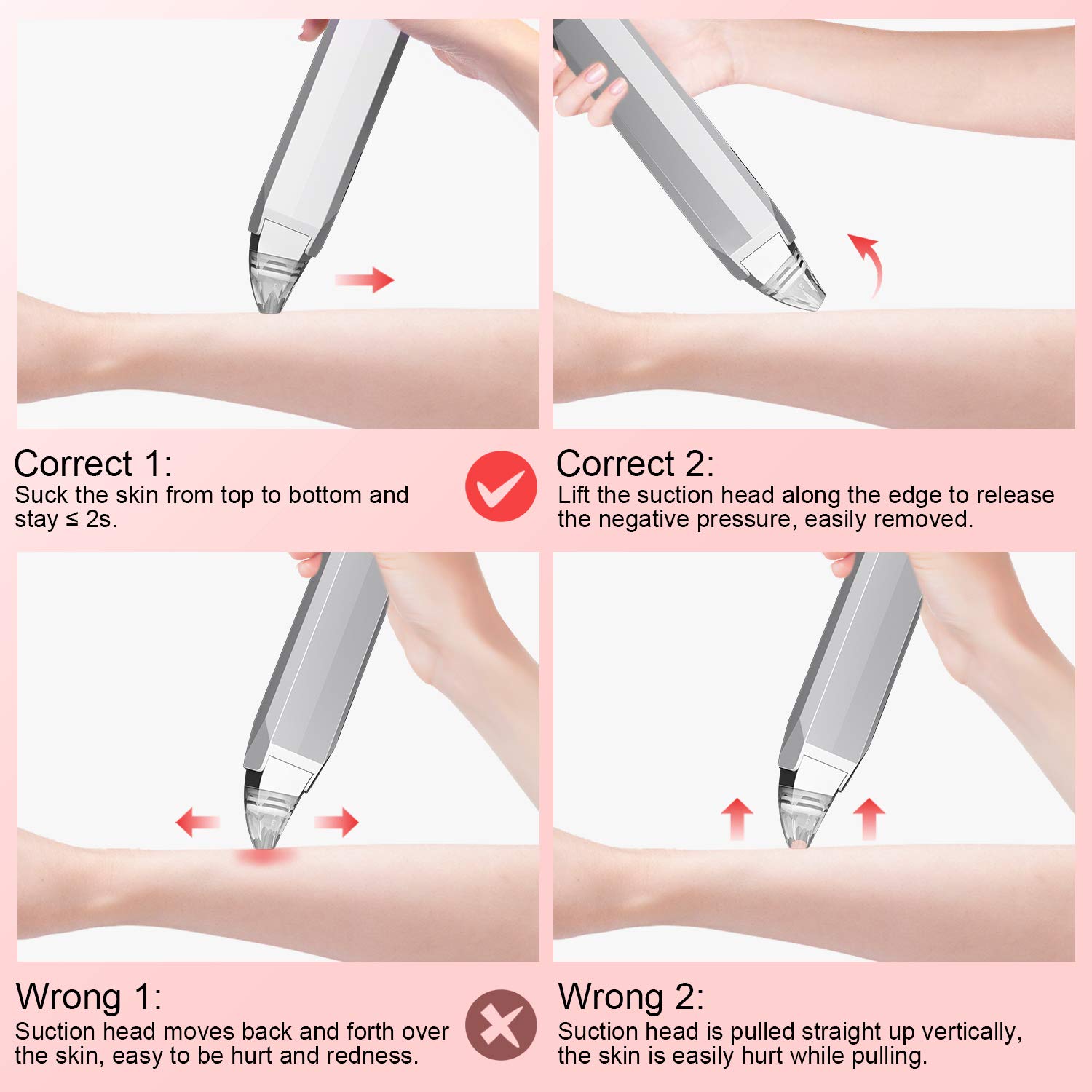 Aspirateur Point Noirs Extracteur Rechargeable, Beautlinks Facial Pores Nettoyant Point Noir, Retirer les Blackhead Visage avec 3 LED Lumières de Beauté, 5 Niveaux et 5 Têtes d\'Aspiration