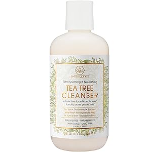 Tea Tree Oil Face Cleanser – Face & Body Wash for Dry, Oily, Acne Prone Skin Care & Rosacea 8oz Natural & Organic Facial Wash to Moisturize, Nourish, Soothe Redness & Inflammation 8oz Era-Organics