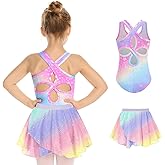 Zaclotre Girls Ballet Leotards Toddler Hollow Back Dance Dress Outfit with Removable Skirt Combo