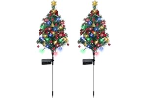 LAIAMER 2 Set Solar Christmas Tree Lights Decorations Outdoor Waterproof, 40 LED Lights Christmas Solar Stake Lights Cemetery Christmas Tree for Grave Pathway Outside Garden Yard Lawn