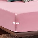 Bedsure Double Fitted Sheet Deep 16in Pocket 135x190 Pink Microfiber view 6