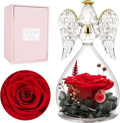 Miofula Eternal Rose in Glass Angel - Perfect Gift for Women