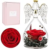 Miofula Valentines Day Preserved Flower Rose Gifts for Her Women,Angel Figurines Forever Real Rose Birthday Gifts for Mom Grandma Wife,Flowers for Delivery Anniversary Mothers Day Rose Gifts for Women