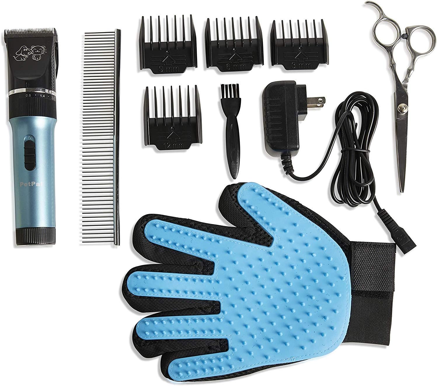 PETPAL Low Noise Rechargeable Cordless Pet Dogs and Cats Electric Clippers Full Grooming Trimming Kit Set with Oil
