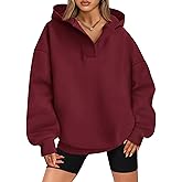BTFBM Women's Oversized Hoodies Casual Fleece Long Sleeve V Neck Sweatshirts 2026 Trendy Fall Outfits Spring Clothes