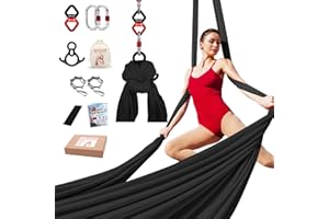 IONTACH Aerial Silks Yoga Swing Set Equipment - 9 Yards Aerial Yoga Hammock kit, Low-Stretch Fabrics for Beginner Dance, Full Accessories
