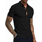 PJ PAUL JONES Mens Button Down Short Sleeve Shirt Wrinkle Free Dress Shirts for Men Casual Summer Beach Vacation Shirts