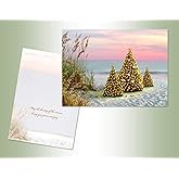 Performing Art Beach Christmas Card Boxed With Envelopes - Coastal Christmas Card -Full Color Inside - Beach Themed Holiday Greeting Cards -18 Cards With Envelopes - Made in the U.S.A.
