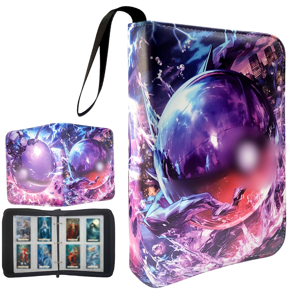 Garegce Trading Card Binder 4-Pocket, 100 Pages 400 Pockets PU Waterproof Card Folder, Card Collection Binder Folder Storage Organizer with Zipper for Kids Adult Birthday Gifts -Style 4 — image 1