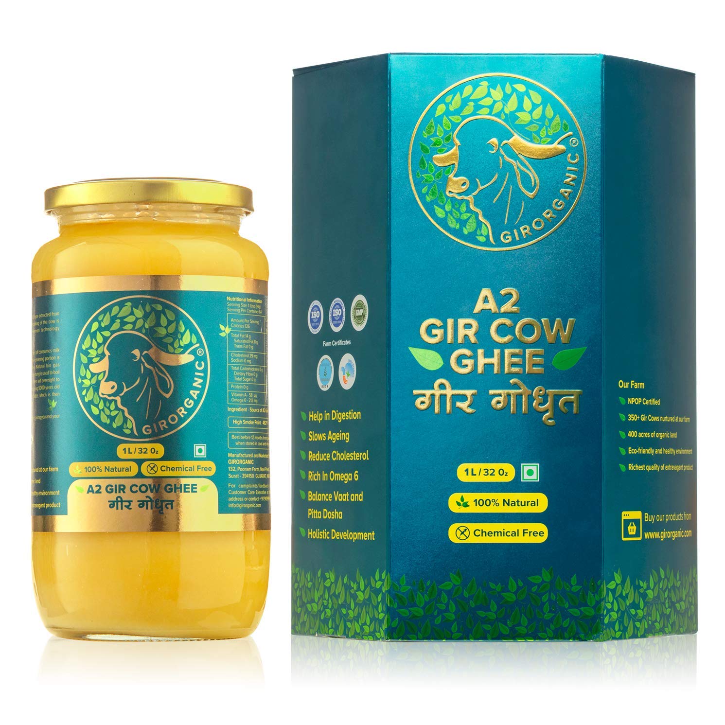 Organic Grass Fed A2 Ghee 32 Oz from Premium quality A2
