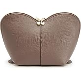 Kattee Leather Makeup Bag, Travel Large capacity Comestic Bag for Women, Heart Shaped Portable Organizer Toiletry Bag for Working,Khaki