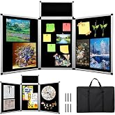 DRKSBesto 3+1 Panel Double-Sided Black Trifold Display Board with Storage Bag, 72 x 35.4 in Folding Tabletop Trifold Poster Board for School Projects, Vendor Events, Science Fairs
