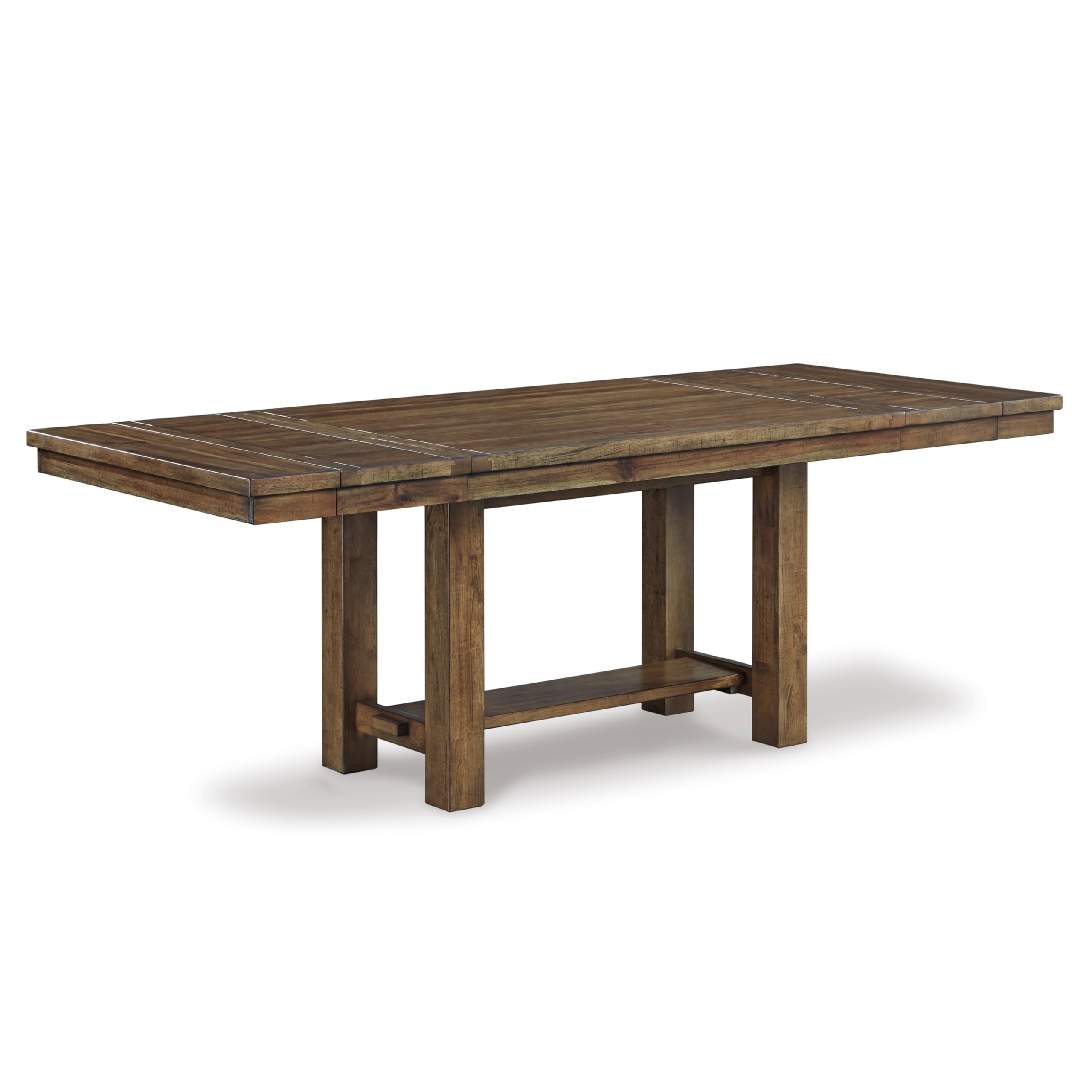 Photo 1 of Signature Design by Ashley Moriville Rectangular Dining Extension Table, 2 Extension Leaves, Seats 8, 36" W x 86" D x 30.13" H, Wood & Acacia Veneer, Brown