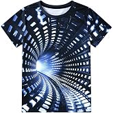 uideazone Boys 3D Graphic T-Shirts Short Sleeve Crew Neck Tees 4-16Y | Boys tee shirts with 3D graphics, lightweight breathable fabric, short sleeves and a crew neck fit for school and play.
