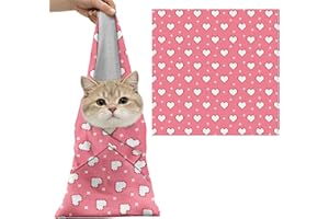 Pink Love Cat Wrap for Clipping Nails Medium Self-Adherent Cat Grooming Wrap Calm and Cozy Cats Hammock Bathing Bag