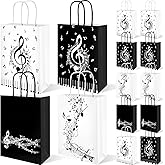 Bolsome 24 Pcs Music Notes Gift Bags Musical Note Paper Gift Treat Bags for Social Media Music Theme Birthday Party Baby Shower Music Theme Party Supplies
