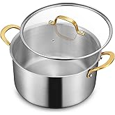BEZIA 6 Quart 3-Ply Stainless Steel Stockpot, Soup Pot with Lid in Fully Clad Tri-Ply Stainless Steel, Even Heat Distribution, Cooking Pot with Handles, All Cooktops Compatible, Perfect for Stew