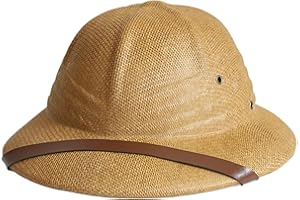 Straw Pith Helmet, Hats for Adults Anti-Bugs Pith Helmet Sun Hats for Women Men Jungle Costume, Light Coffee