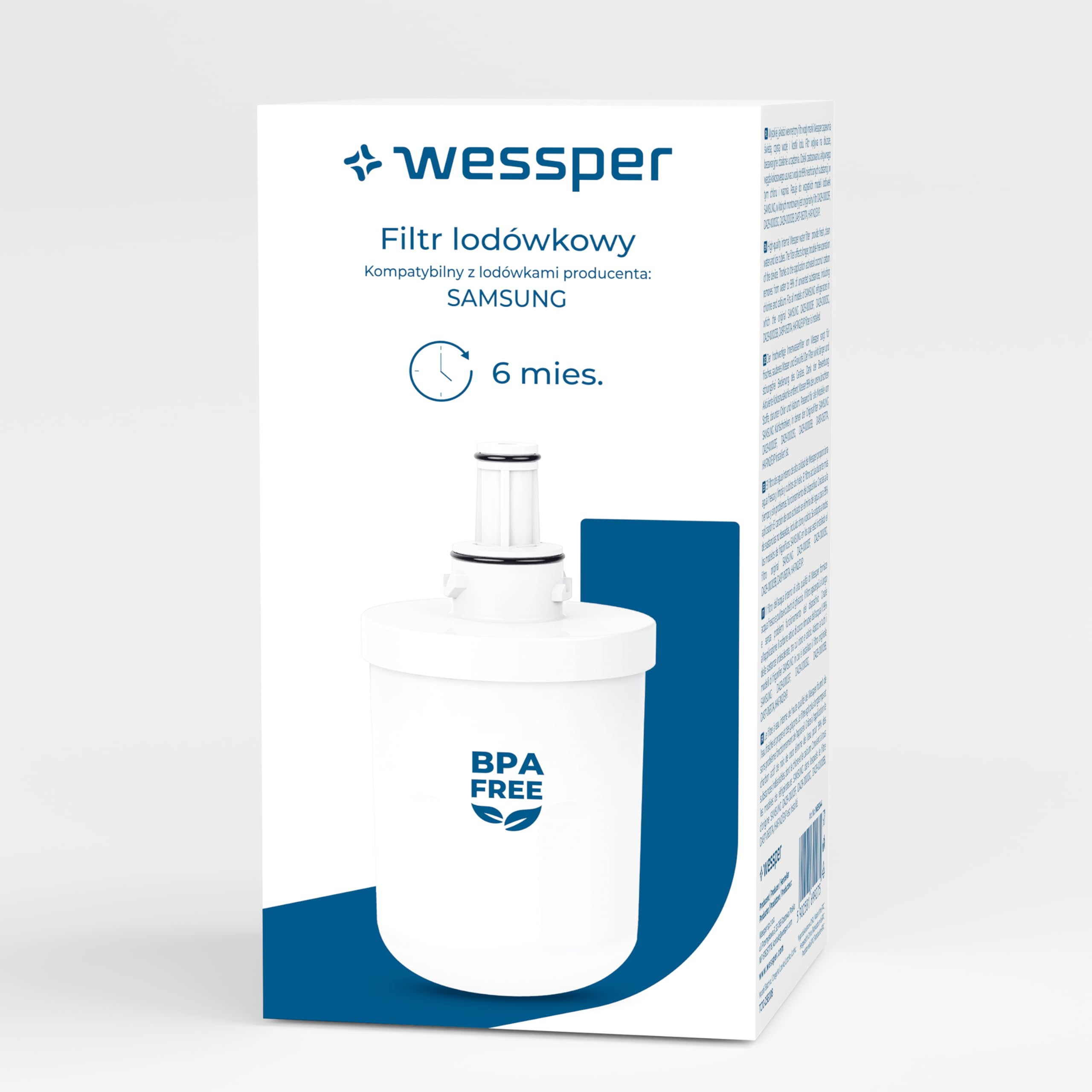 Wessper® Fridge Freezer Water Filter Cartridge for Samsung Aqua-Pure Plus DA29-00003G DA29-00003B DA29-00003A DA29-00003A-B DA2900003A DA2900003B TADA29-00003A TADA29-00003B DA97-06317A DA61-00159