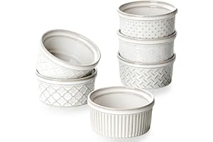 Getstar Creme Brulee Ramekins, 4 oz Small Ceramic Baking Dish Set of 6, Oven Safe, Dishwasher Safe