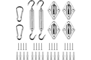 KANAGAWA 8 inches Sun Shade Sail Hardware Kit for Rectangle 316 Anti-Rust Marine Grade Stainless Steel Installation for Outdoor Patio Backyard Courtyard