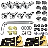 Aootf Stainless Steel License Plate Screws- Rustproof Hexagon Socket & Slotted Lock Screws Bulk, Anti Theft Car Tag Frame Hol