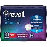 Prevail Air Plus Daily Brief | Size 1 | Breathability | Ultimate Absorbency | 80 Count