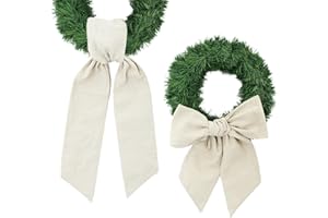 hhdatc 2 Pack Wreath Sash for Front Door Decorative Boxwood Wreath Sashes for Garland Front Porch Entryway & Holiday Door Decor(Linen)