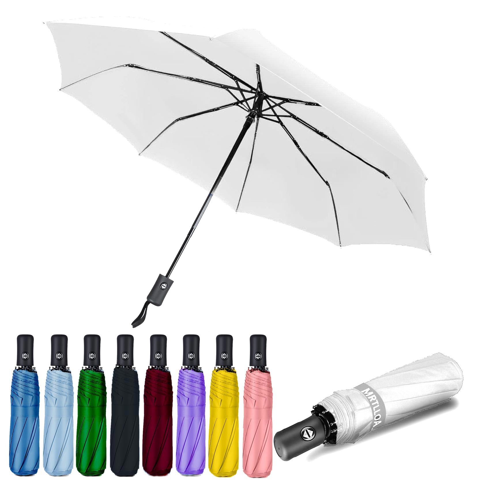 MRTLLOA 42/49 Inch Compact Windproof Travel Umbrella for Rain, Lightweight, Portable, Automatic, Strong, Waterproof Folding Umbrellas for Women, Men and Teenagers