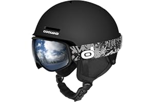 Odoland Kids Ski Helmet, Snow Helmet with Ski Goggles Set for Boys and Girls, Shockproof, Windproof, Safety Snowboard Sports Helmets and Protective Goggles for Children Age 6-14