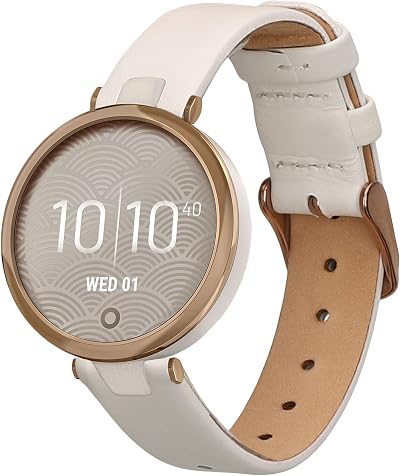 kwmobile Leather Strap for Garmin Lily Sport Watch - White Replacement Band