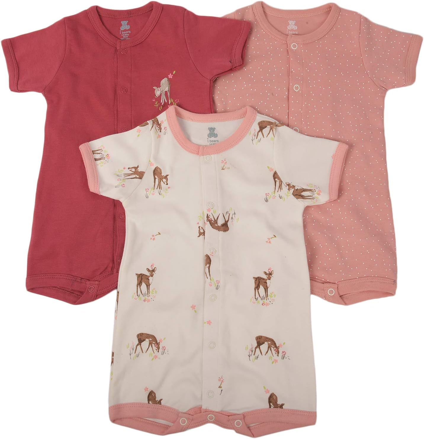 I Bears Baby Boys and Baby Girls Pure Cotton Half Sleeves Romper Set (Onesies/Bodysuit)
