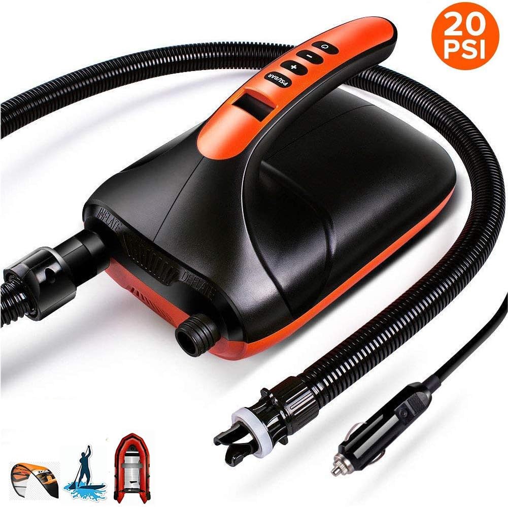 RuitElectric SUP Pump 20PSI 12V DC High Pressure Pump With Intelligent Dual Stage Auto-Off Function for Stand Up Paddle Boards Inflatable Boats [Energy Class A]