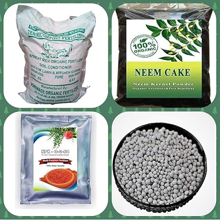 Farmers Choice (Gardening Starter Fertilizer Bundle) 5kg vermicompost,500 Grams DAP,500 Grams Potash and 500 Grams Neem Cake Fertilizer