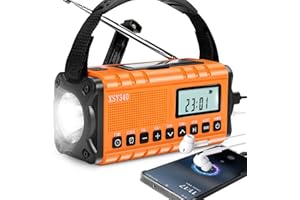 LEATON Weather Radio,10000mah Portable Power Bank with Solar Charging, Hand Crank Emergency Radio,NOAA Weather Alert, SOS Strobe Flashlight, Digital AM/FM Portable Radio with Clock,Rechargeable Battery