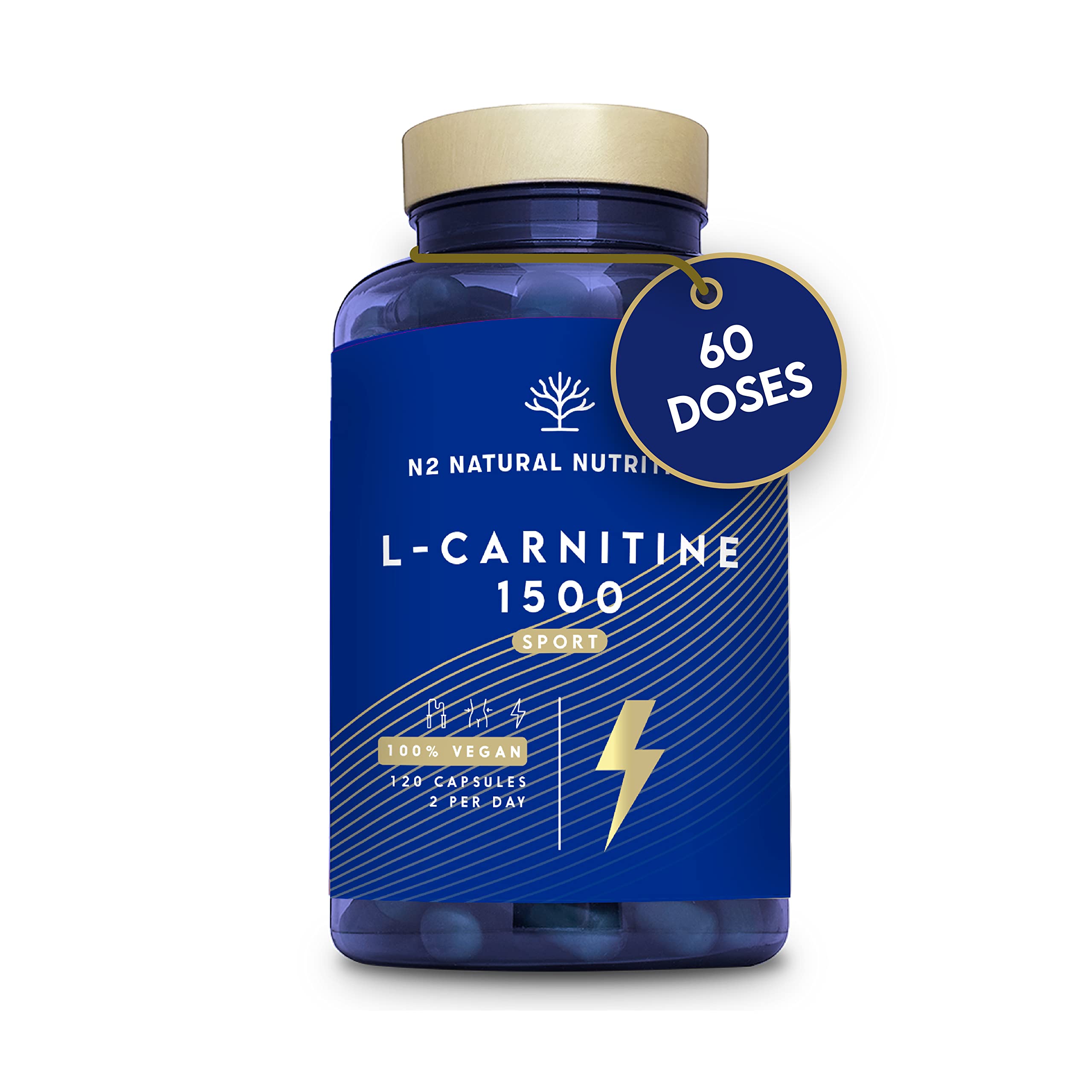 L-CARNITINE 1500 Capsules High Strength. Enhanced Performance. 120 Plant-Based Capsules Definition Phase. Vegan Certified. EU N2 Natural Nutrition